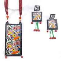 madhubani wooden necklace set