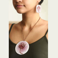 Lotus Bloom Pink Pendent in Copper Enamel