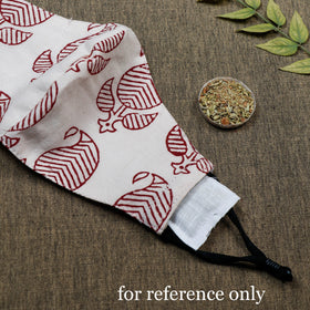  Herb Pocket Natural Dyed Block Printed Cotton 3 Layer Snug Fit Face Cover 