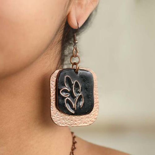 copper enamel earrings