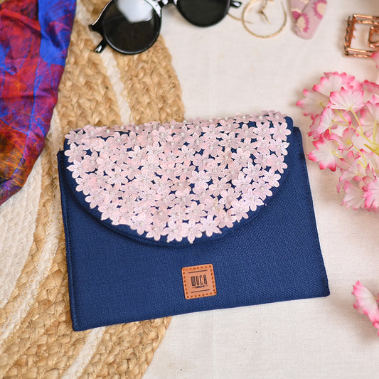 Starry Night Stitch Hand Embroidery Canvas Clutch