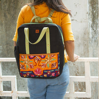 chain stitch hand embroidery backpack