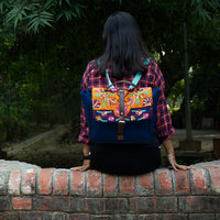 chain stitch hand embroidery backpack