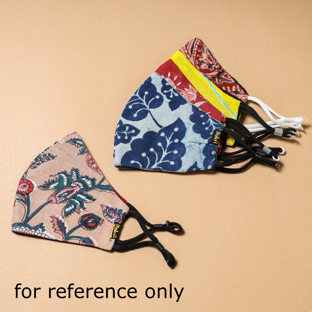  Kalamkari Block Printed Cotton 3 Layer Snug Fit Face Cover 
