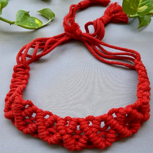 Handcrafted Macramé Hairband - Red