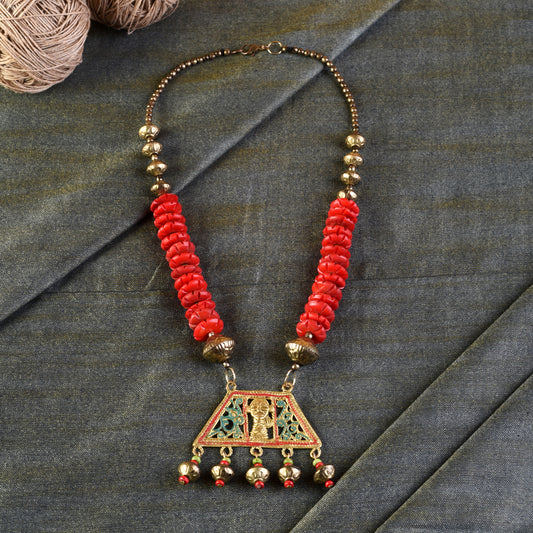 Tribal Trinity Handcrafted Dhokra Necklace