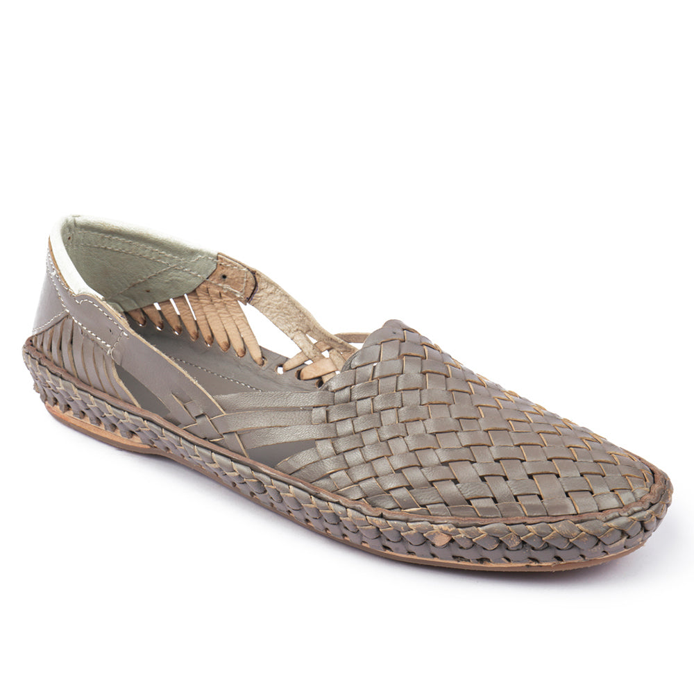 Grey Handstitched Leather Kolhapuri Men Shoes