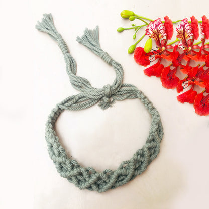 Handcrafted Macramé Hairband - Olive green