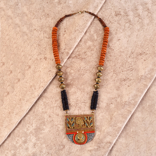 Queen of Hearts' Handcrafted Tribal Dhokra Necklace