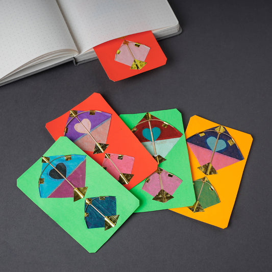 पतंग Kite - Handmade Paper Work Bookmark (Set of 5)