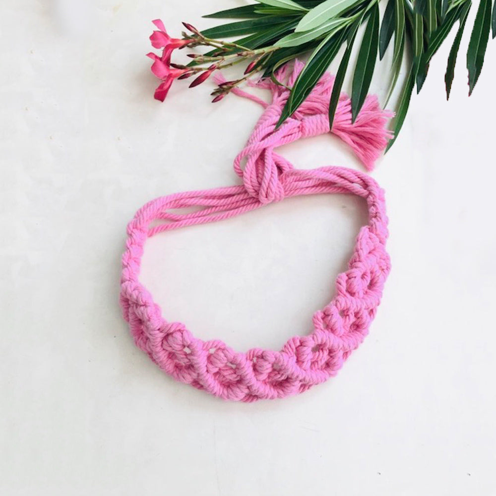 Handcrafted Macramé Hairband - Pink