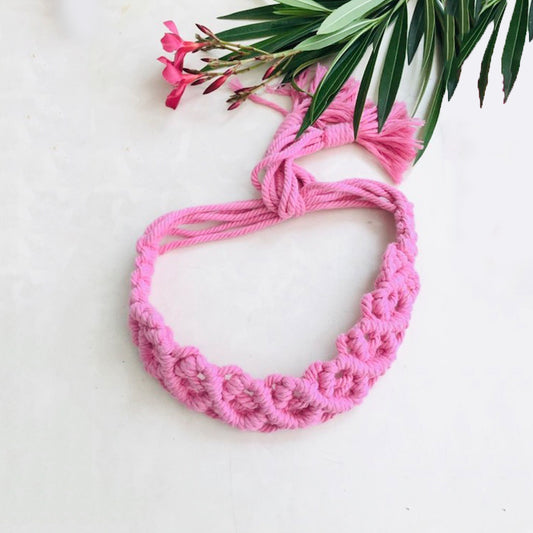 Handcrafted Macramé Hairband - Pink