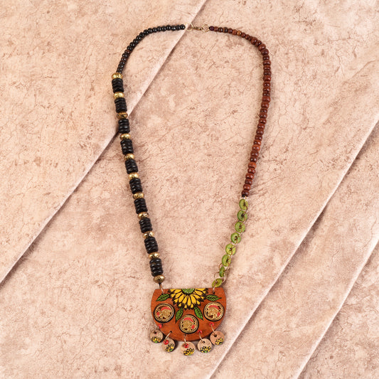 Butterflies in Greens' Handcrafted Tribal Dhokra Necklace