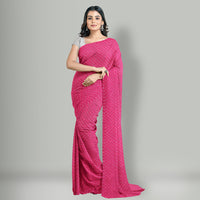 Pink - Leheriya Tie-Dye Kota Doria Cotton Saree by Badshah Miyan