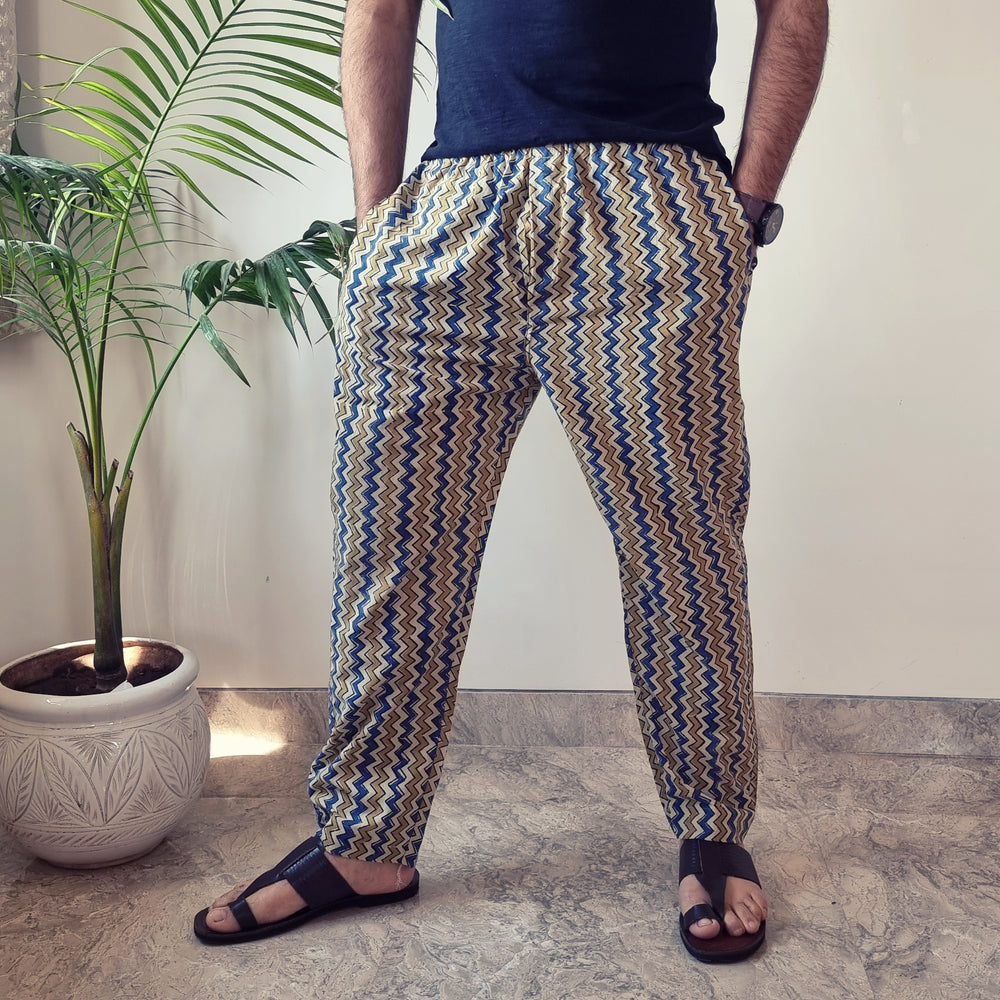 Multicolor - Ajrakh Block Printed Cotton Men’s Pyjama