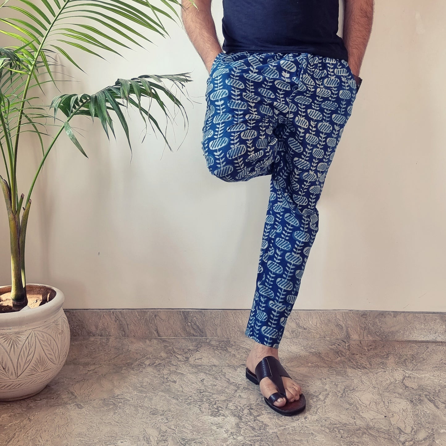 Indigo Block Printed Men’s Pyjama