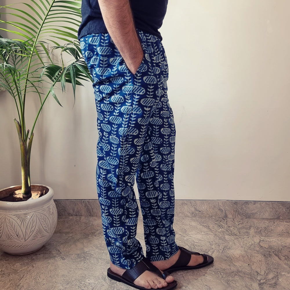 Indigo Block Printed Men’s Pyjama