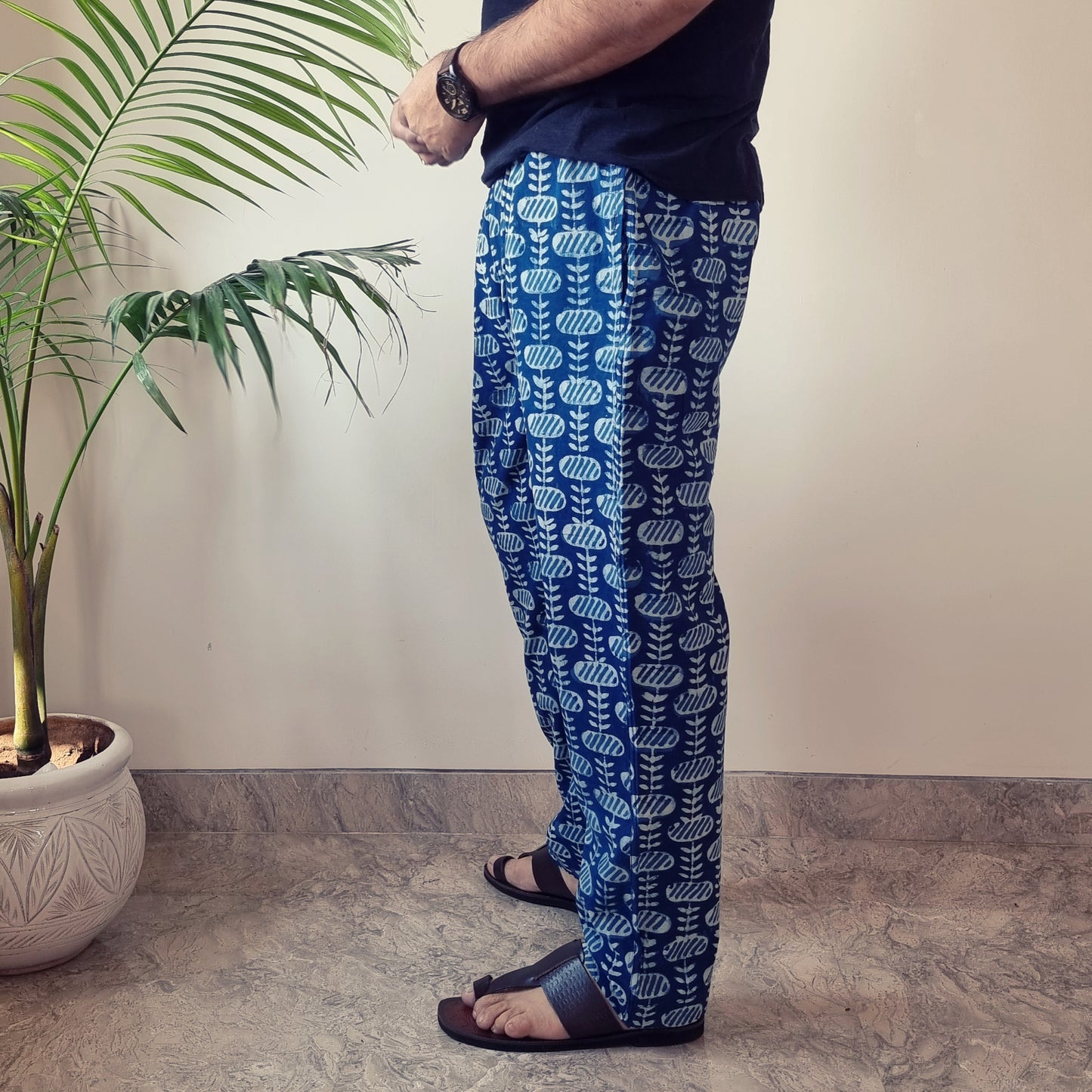 Indigo Block Printed Men’s Pyjama