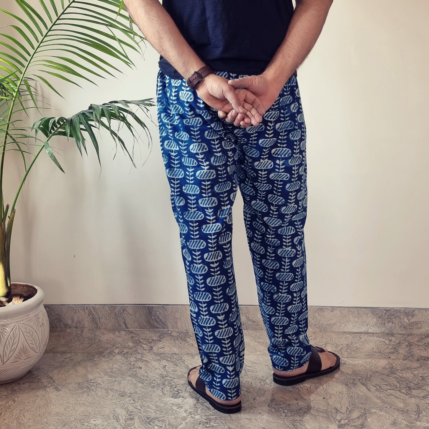 Indigo Block Printed Men’s Pyjama