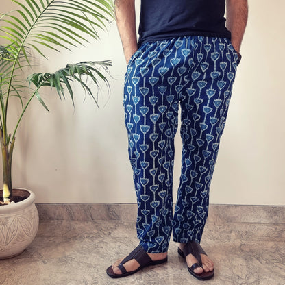 Indigo Block Printed Men’s Pyjama