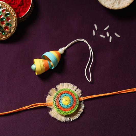 Chakra - Handmade Paper Quilling Rakhi & Lumba Set