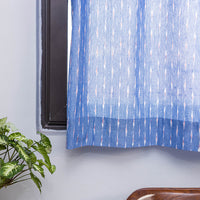 Blue - Pochampally Ikat Weave Pure Cotton Fabric Window Curtain (5 x 3 Feet) (single piece)