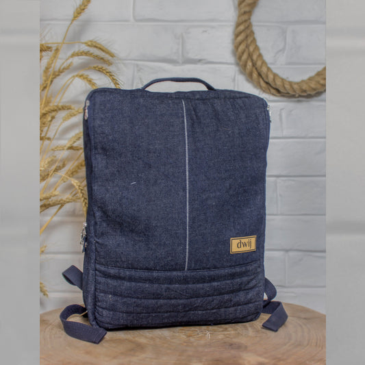Upcycled Denim Unisex Office Travel Backpack Bags