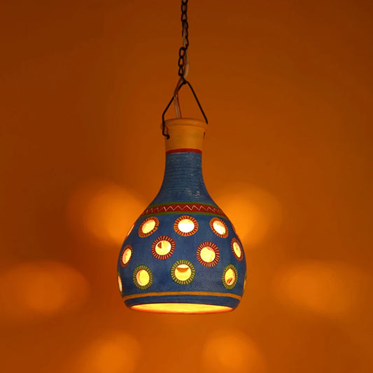 Ruso-C Terracotta Pendant Lamp in Azure Blue