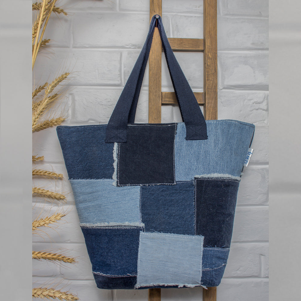 Upcycled Denim Patched Tote Bags