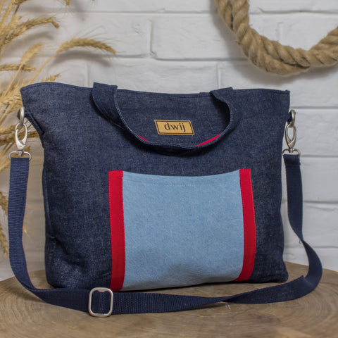 denim women's office tote bag