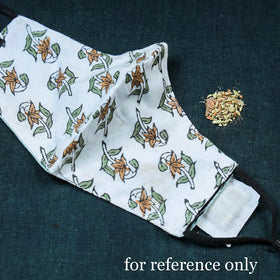  Herb Pocket Natural Dyed Block Printed Cotton 3 Layer Snug Fit Face Cover 