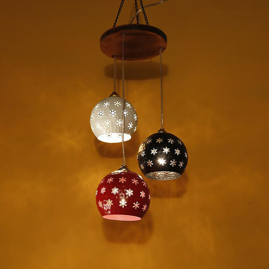 Star-3 Chandelier with Dome Shaped Metal Hanging Lamps (3 Shades)