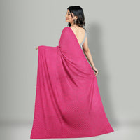 Pink - Leheriya Tie-Dye Kota Doria Cotton Saree by Badshah Miyan