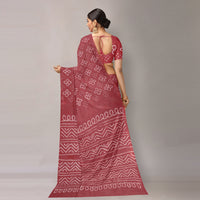 Pink - Kutch Bandhani Tie-Dye Cotton Saree with Blouse Piece