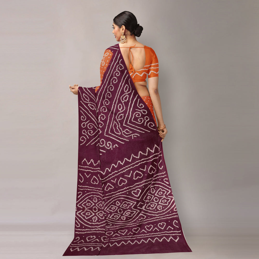 Kutch Bandhani Tie-Dye Cotton Saree with Blouse Piece
