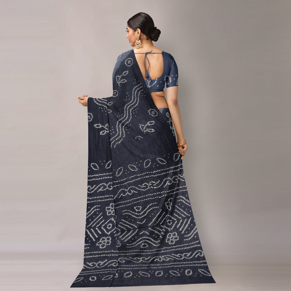 Kutch Bandhani Tie-Dye Cotton Saree with Blouse Piece
