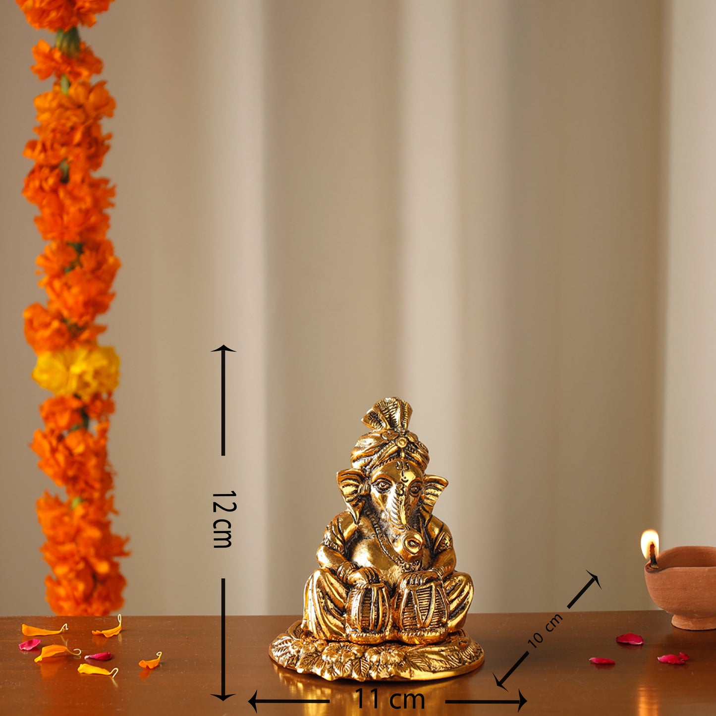 Musician Ganesha - Handmade God Idol (5 in)