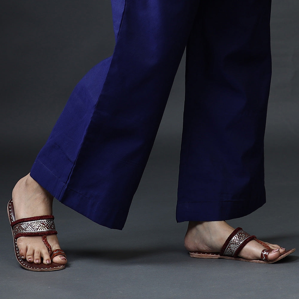 Red & blue phulia jamdani silk kurta with palazzo dupatta