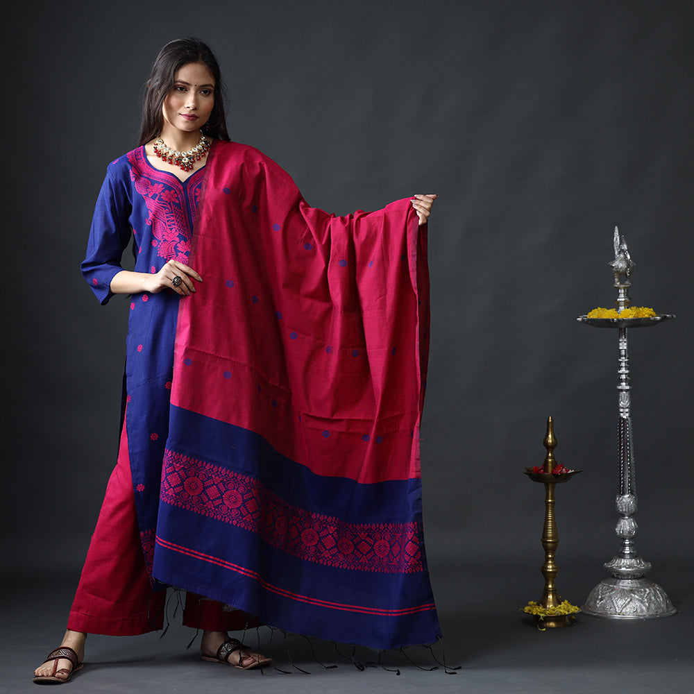 Jamdani Kurta with Palazzo & Dupatta Set