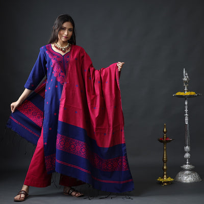 Jamdani Kurta with Palazzo & Dupatta Set