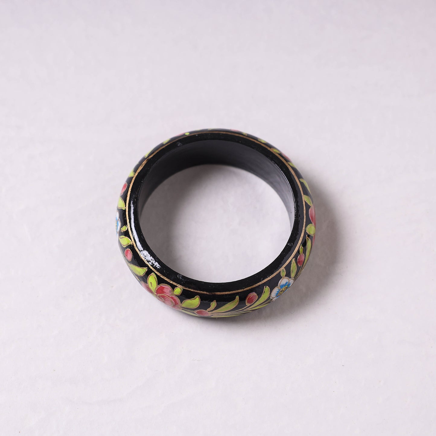 Floral Handpainted Wooden Bangle