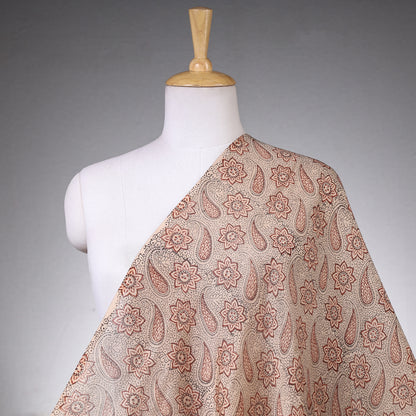 Beige - Pedana Kalamkari Block Printing Chanderi Silk Fabric