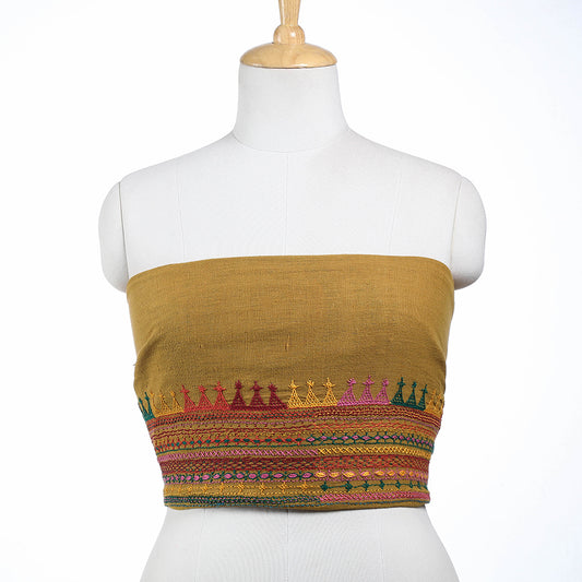 Brown - Lambani Embroidery Handspun Cotton Blouse Piece