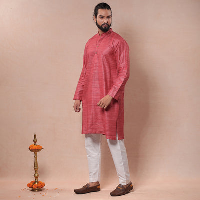 Men Tussar Ghicha Silk Handloom Long Kurta
