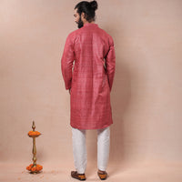 Men Tussar Ghicha Silk Handloom Long Kurta
