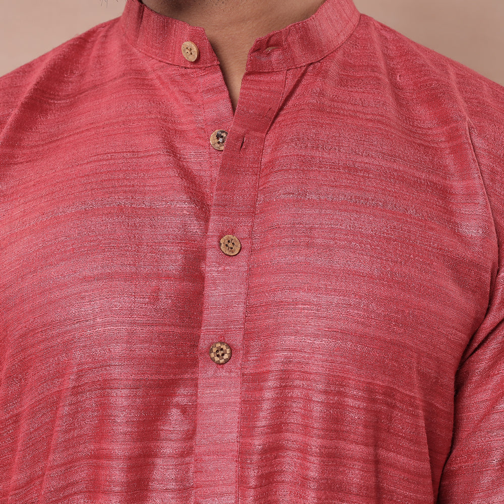 Men Tussar Ghicha Silk Handloom Long Kurta
