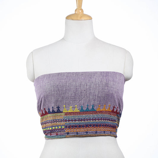 Purple - Lambani Embroidery Handspun Cotton Blouse Piece
