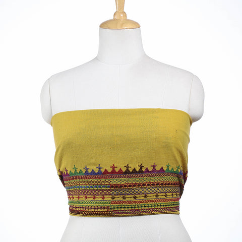 Yellow - Lambani Embroidery Handspun Cotton Blouse Piece