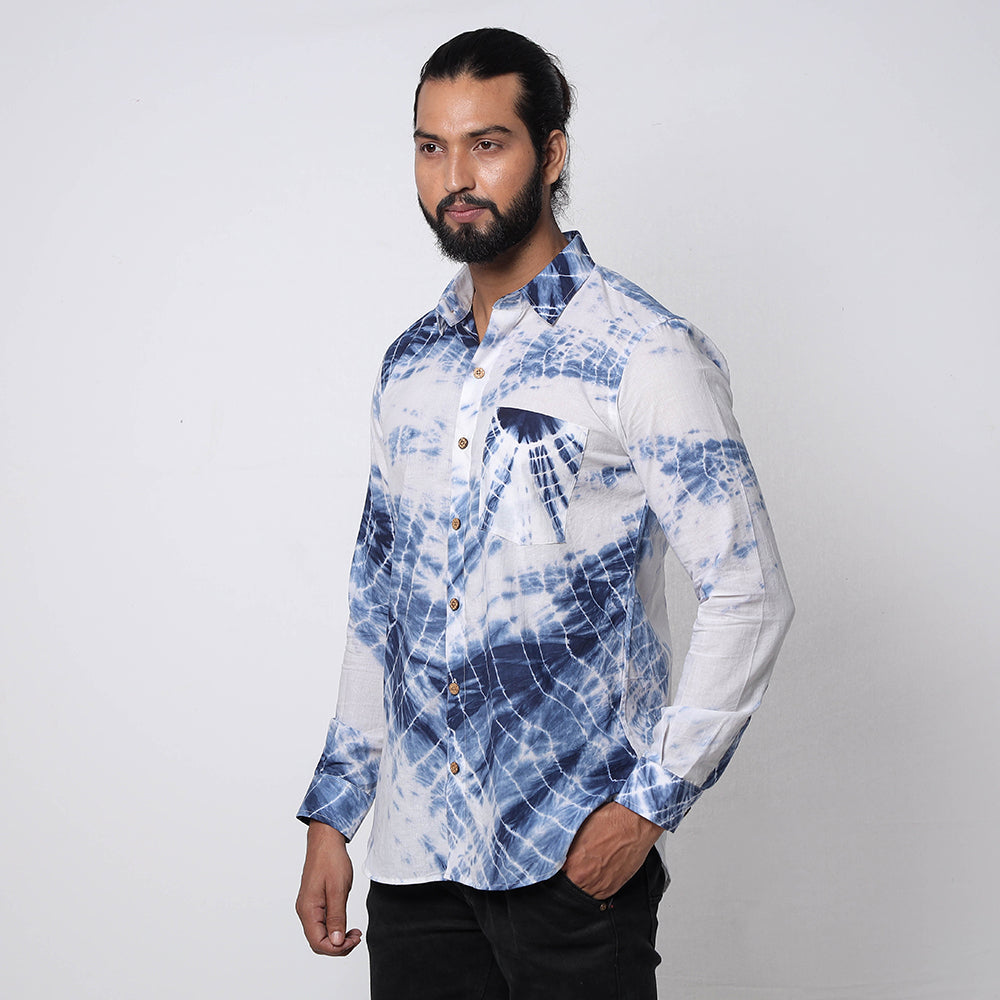 Shibori Tie-Dye Cotton Men Full Sleeve Shirt
