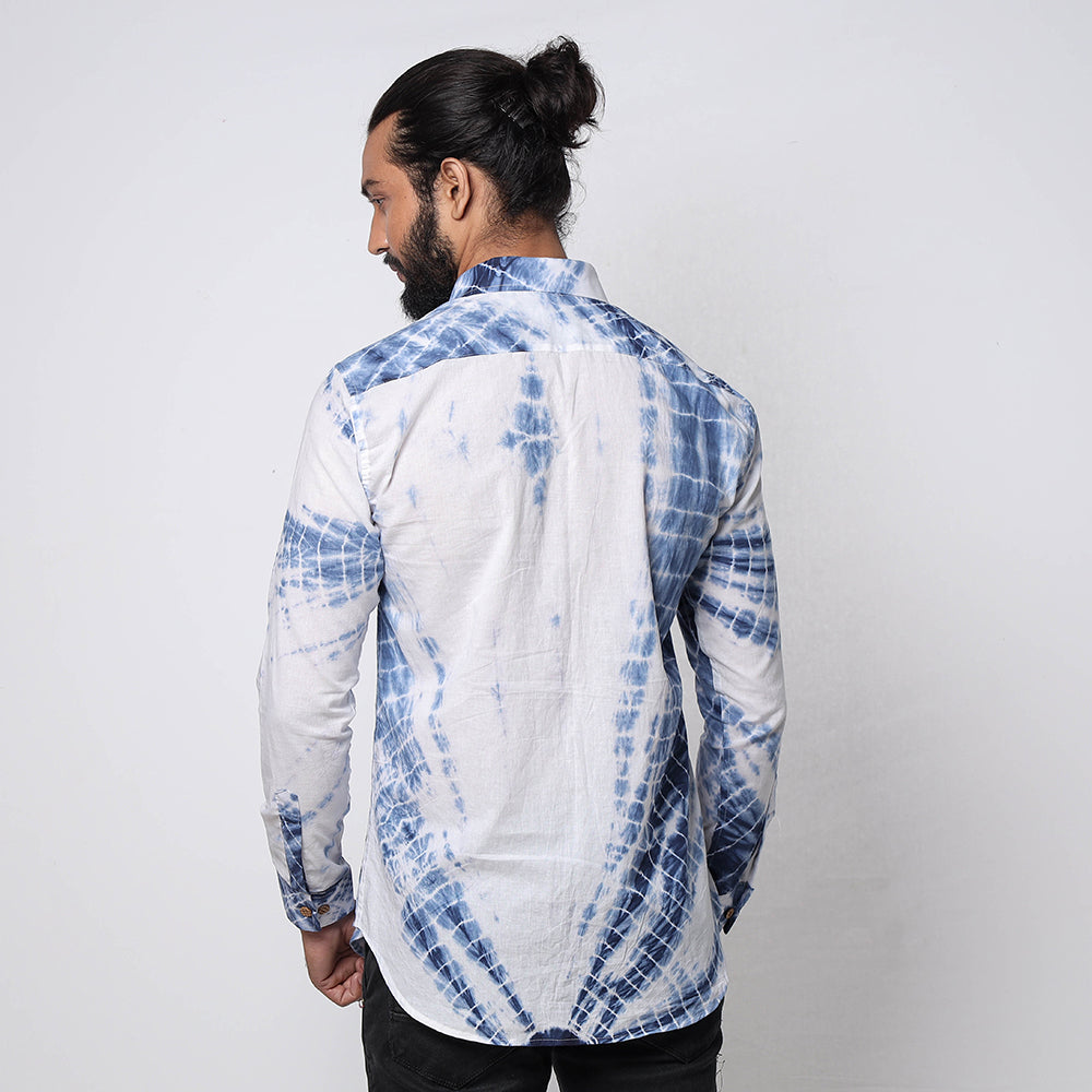 Shibori Tie-Dye Cotton Men Full Sleeve Shirt
